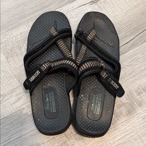 Skechers Black and Gray Strappy Sandals